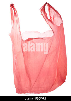 Empty pink plastic bag, back lit, floating Stock Photo