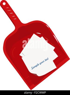 Red plastic scoop and sticker Stock Vector