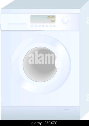 Realistic  illustration of new washing machine isolated on white Stock Vector