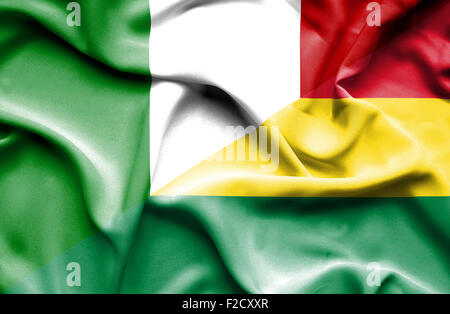 Waving flag of Bolivia and Italy Stock Photo