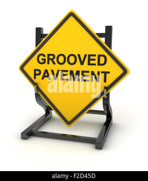 Road sign - grooved pavement , This is a computer generated and 3d rendered picture. Stock Photo