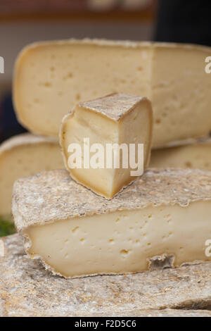 Close up of fresh Italian cheese, street market Stock Photo