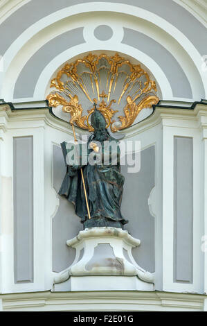 Sculpture of St. Augustine on the west facade of the Marienmünsters 1720, Dießen, Upper Bavaria, Germany Stock Photo