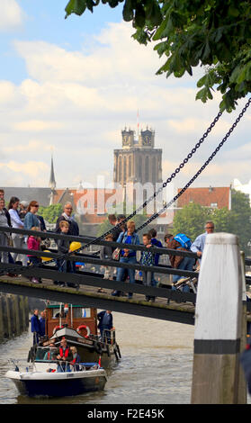 DORDRECHT, NETHERLANDS - JUNE 2 2012: Dordrecht in Steam, the largest steam power event in Europe. Visitors crossing the bridge Stock Photo