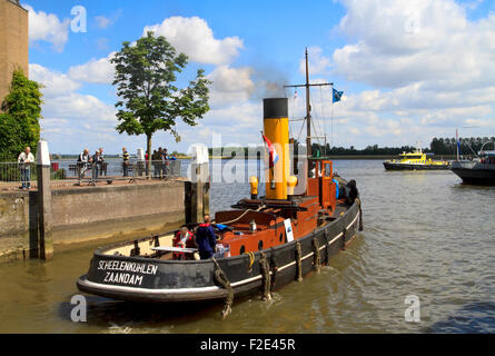 DORDRECHT, NETHERLANDS - JUNE 2 2012: Dordrecht in Steam, the largest steam power event in Europe. Steam boat, Scheelenkuhlen le Stock Photo