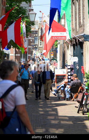 DORDRECHT, NETHERLANDS - JUNE 2 2012: Dordrecht in Steam, the largest steam power event in Europe. Visitors shopping on Vleeshou Stock Photo