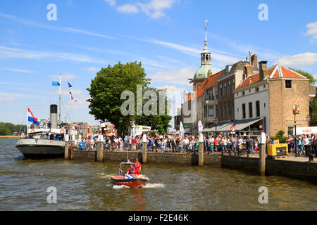 DORDRECHT, NETHERLANDS - JUNE 2 2012: Dordrecht in Steam, the largest steam power event in Europe. Festival visitors on the Groo Stock Photo
