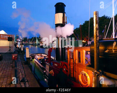 DORDRECHT, NETHERLANDS - JUNE 2 2012: Dordrecht in Steam, the largest steam power event in Europe. Steamboat Hercules moored at Stock Photo