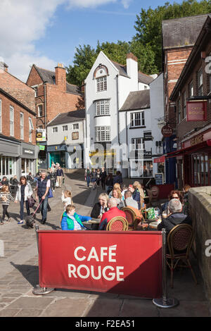 The Cafe culture on Framwellgate Bridge and Silver Street, Durham, UK Stock Photo