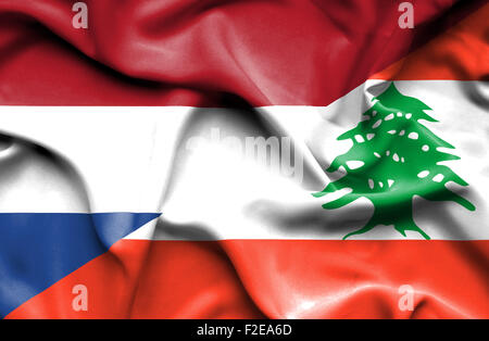 Waving flag of Lebanon and Stock Photo