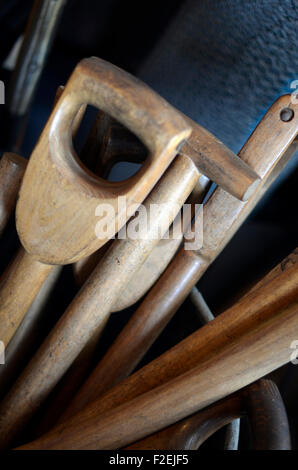 wooden handled garden tools Stock Photo