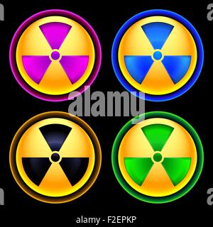 Set of colored icons radiation Stock Vector