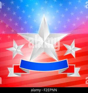American flag with white stars and ribbon Stock Vector