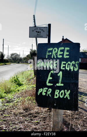 Eggs for sale in the village of Burscough, Lancashire, UK. Stock Photo