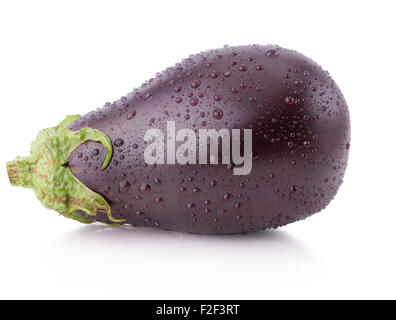 Two Fresh Eggplants With Water Drops On Studio With White Background 