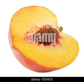 half of peach isolated on the white background. Stock Photo