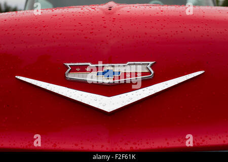 Close up on Chevrolet bonnet badge Stock Photo