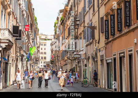 People shopping on the Via Frattina central Rome Italy Roma Lazio Italy EU Europe Stock Photo