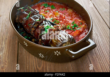 Urfa Patlıcan Kebabı - Beli kırık - Turkish stuffed eggplant Stock Photo