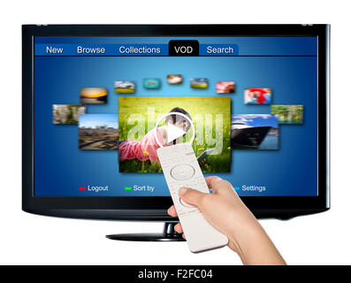 Video on demand VOD service on TV, television concept. Stock Photo