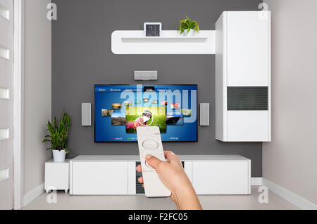 Video on demand VOD service on TV, television concept. Stock Photo