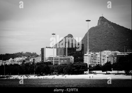 Cristo Redentor as seen from a boat in the Baia de Guanabara in Rio de Janeiro, Brazil Stock Photo