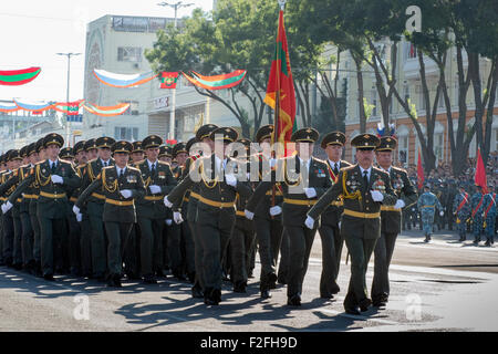 Soldiers Parading - 25th Anniversary of the Pridnestrovian Moldavian Republic PMR, Transnistria, Soviet USSR Moldova Stock Photo