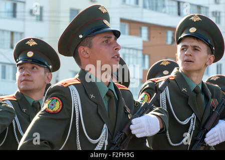 Soldiers Parading - 25th Anniversary of the Pridnestrovian Moldavian Republic PMR, Transnistria, Soviet USSR Moldova Stock Photo