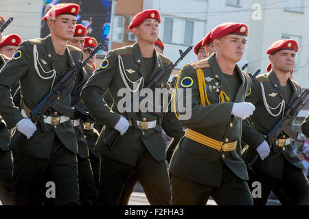 Soldiers Parading - 25th Anniversary of the Pridnestrovian Moldavian Republic PMR, Transnistria, Soviet USSR Moldova Stock Photo