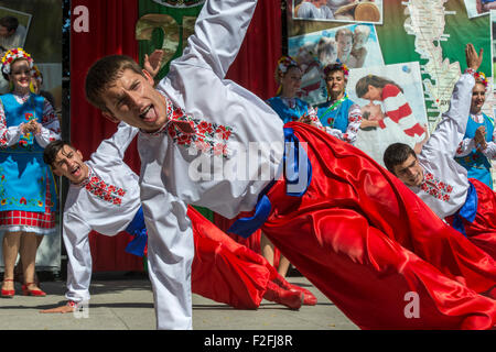 Male Folkloric Dancers - 25th Anniversary of the Pridnestrovian Moldavian Republic PMR, Transnistria, Soviet USSR Moldova Stock Photo
