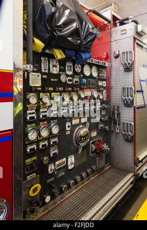 Control panel on a Vancouver fire engine Stock Photo