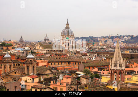 View of San Marcello al Corso church and Rome roofs from Pincio