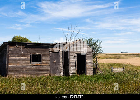 Some remaining outbuildings in the ghost town of Bulwark, Alberta, Canada Stock Photo
