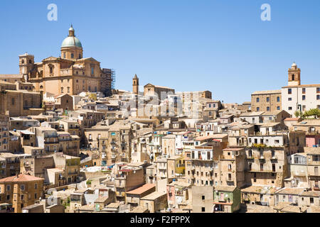 A cityscape of Piazza Armerina, a hilltop village in the Enna province of Sicily, Italy Stock Photo