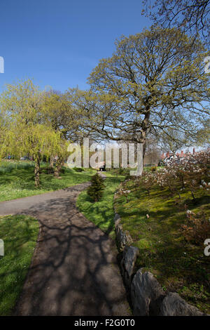 Village of Port Sunlight, England. Picturesque spring view in Port Sunlight’s Dell. Stock Photo
