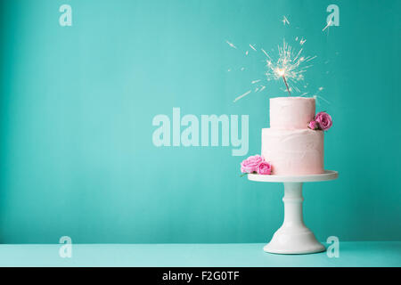 Birthday cake with sparkler Stock Photo