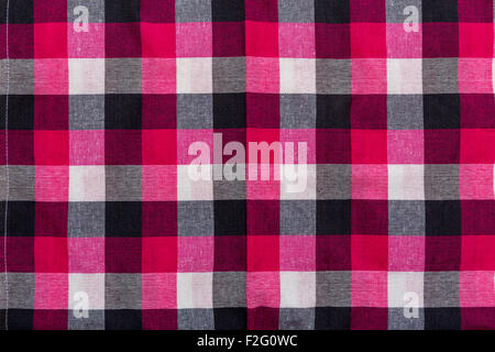 Tablecloth with square pattern with red, white, and black. Stock Photo