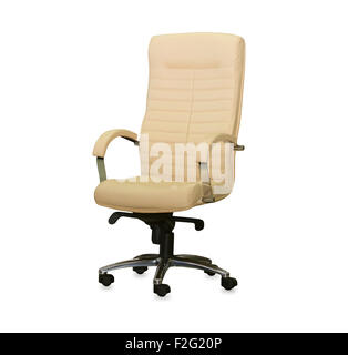 Modern office chair from beige leather Stock Photo