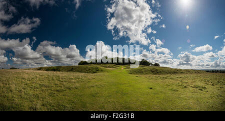 Badbury Rings Iron Age hill fort near Blandford Forum, Dorset, UK Stock Photo