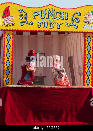 Traditional Punch and Judy puppets at the Wolsingham village show in the north of England. Stock Photo