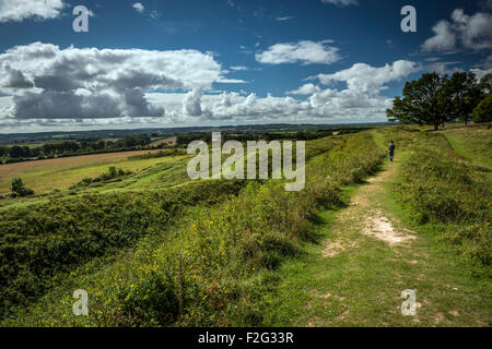 Badbury Rings Iron Age hill fort near Blandford Forum, Dorset, UK Stock Photo