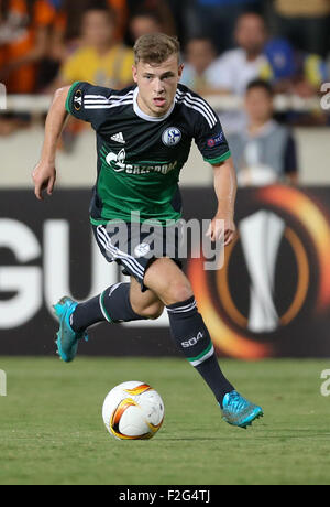 Nikosia, Cyprus. 17th Sep, 2015. Schalke's Max Meyer controls the ball during the UEFA Europa League group K soccer match between APOEL Nikosia and FC Schalke 04 at GSP-Stadium in Nikosia, Cyprus, 17 September 2015. Photo: Friso Gentsch/dpa/Alamy Live News Stock Photo