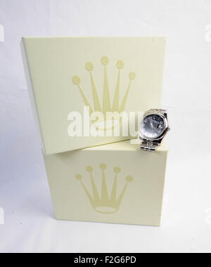 Rolex Watch-reloj de pulsera Rolex and boxes Stock Photo
