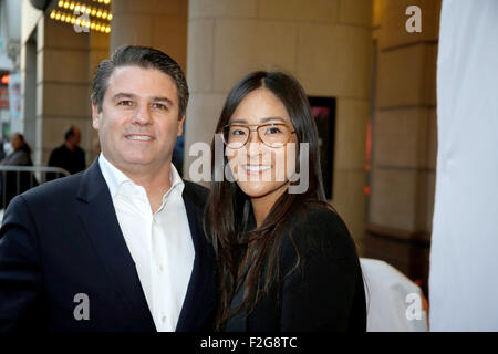 Toronto, Canada. 17th September, 2015. Executive producers Adam Del Deo and Lisa Nishimura attend the premiere of Keith Richards: Under The Influence during the 40th Toronto International Film Festival, TIFF, at Princess of Wales Theatre in Toronto, Canada, on 17 September 2015. Photo: Hubert Boesl -NO WIRE SERVICE- Credit:  dpa picture alliance/Alamy Live News Stock Photo