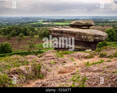Gritstone Rock Formation at Hare Heads on Brimham Moor Nidderdale North Yorkshire England Stock Photo