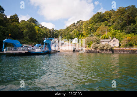 The King Harry Chain Ferry Which connects St Mawes and the Roseland Peninsula  with feock across The River Fal Cornwall England Stock Photo