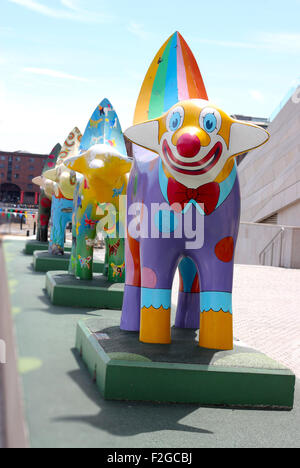 Superlambanana sculptures outside the Museum of Liverpool .Liverpool Waterfront. Pier Head . Merseyside Stock Photo