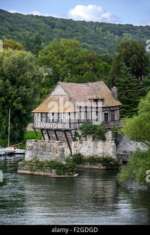 The Old Mill / Vieux Moulin de Vernon over the river Seine, Eure, Normandy, France Stock Photo