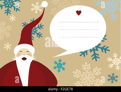 Santa Claus illustration with dialog balloon on snowy background for christmas greeting card. EPS10 vector file. Stock Vector