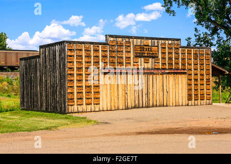 Old fashioned Wild West Drake Street Stable in Wibaux Montana Stock Photo